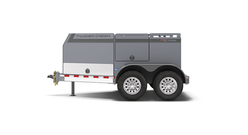 Fuel and Service Trailer (FST) fits 500 gallons of liquid parked in side view